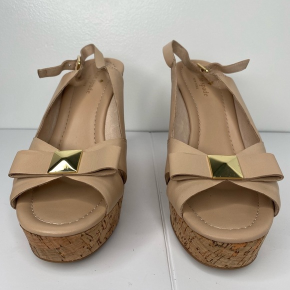 KATE SPADE Rock Stud Tan Wedge Sandals - Picture 6 of 10